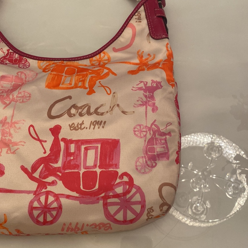 NWT Coach Multicolor Satin Leather Trim Horse and Carriage Crossbody bag - Picture 3 of 14